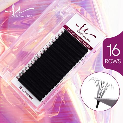 H&L 16Rows 0.03 Easy Fan Lashes Blooming Eyelash Extension Austomatic Flowering Fast Mink Fan Volume Lashes soft makeup eyelash
