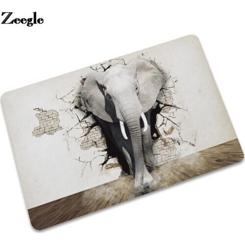 Animal Printed Kitchen Carpet Anti-slip Floor Mat Dustproof Home Decor Door Mat for Child Bedroom Washable Rubber Rug