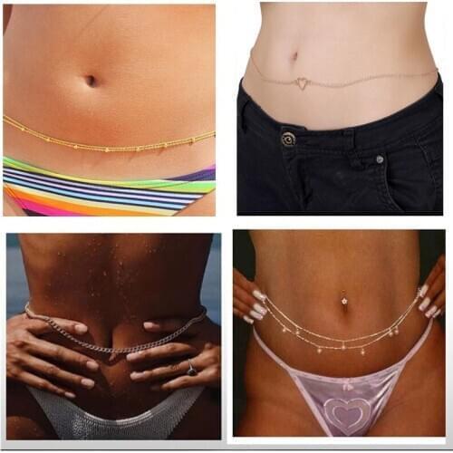 Sexy Metal Women Women Chains Women Bohemia Body Jewelry Copper Chain for Women Bohemia Chain Bikini Beach Charms Vintage Simp