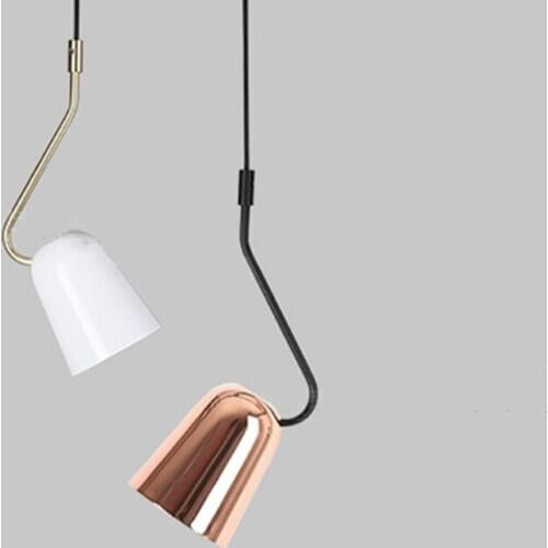 Nordic Simple Hanging Lamp Single Head Creative Metal Pendant Light For Study Bedroom Bedside Reading Lighting Fixture PL572