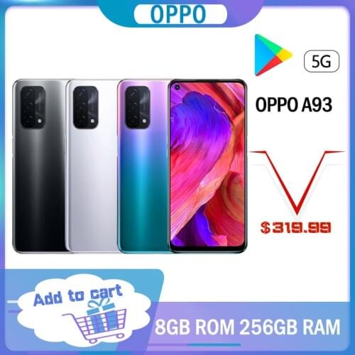 New OPPO A93 5G SmartPhone 90Hz Screen 5000mAh Battery Rear Camera 48MP 2400x1080 Cell A93 Phone 8GB RAM 256GB ROM 6.5