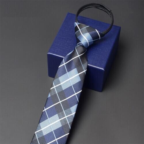 High Quality Mens 7CM Wide Zipper Tie Fashion Formal Neck Tie For Men Business Work Neckties Classical Striped Ties Gift Box