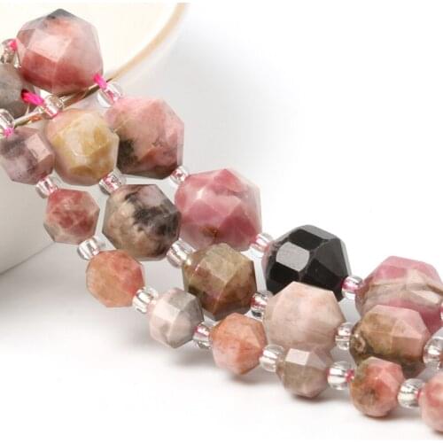 Top Quality Natural Faceted Black lace Rhodochrosite Stone OIive Shape Loose Spacer Beads For Jewelry Making Diy Bracelets 7.5