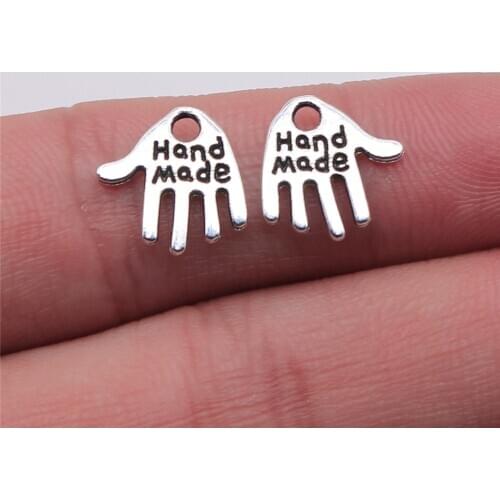 WYSIWYG 20pcs 13x13mm Charm Hand Made 3 Colors Handmade Hand Charms Hand Made Pendant Charms For DIY Jewelry Making