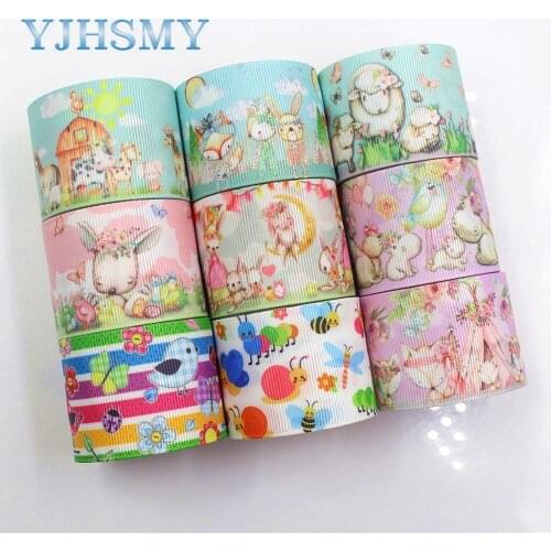 YJHSMY,I-19221-411,38mm 10yards Cartoon Thermal transfer Printed grosgrain Ribbons,bow cap DIY handmade accessories decorations