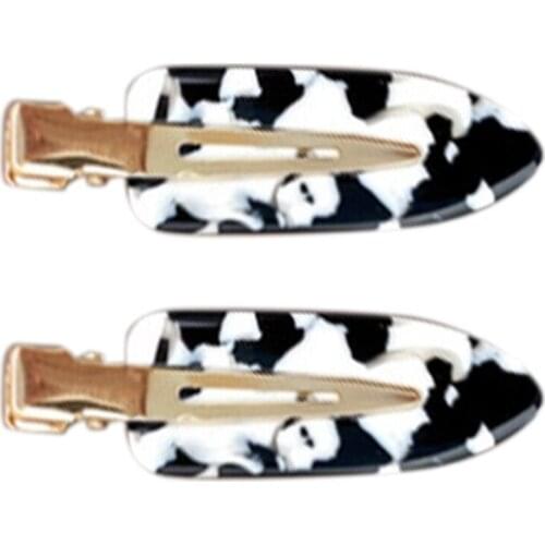 L5YA Bangs Duckbill Clip Acrylic Hair Grips Trendy Hair Side Clips No Crease Headwear Decorative Leopard Print Hair Barrettes