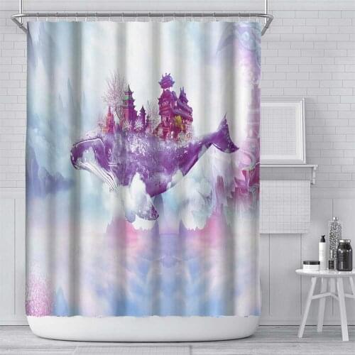 Ocean Dolphin Animal World Shower Curtains Bathroom Curtains Frabic Waterproof Polyester Bath Curtains for Bathroom 180x180cm