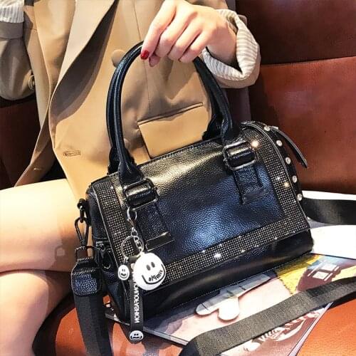 Diamond-studded Genuine Leather Hand Bag for Women 2020 New Commuter Broadband One-shoulder Messenger Bags Lady Purse Handbag Cc