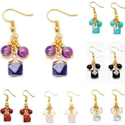 Pomlee Amethyst Pink Crystal Natural Stone Earrings for Women Female Wedding Party Statement Korean Earings Fashion Jewelry 2021