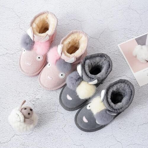 Dolakids Winter Animal Cartoon Childrens Boots Leather Boots for Boys and Girls Thickened Warm Baby Cotton-Padded Shoes