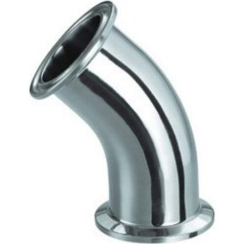 1.5MM Wall Thickness 304 Stainless Steel Sanitary Ferrule 45 Degree Elbow Pipe Fitting For Homebrew