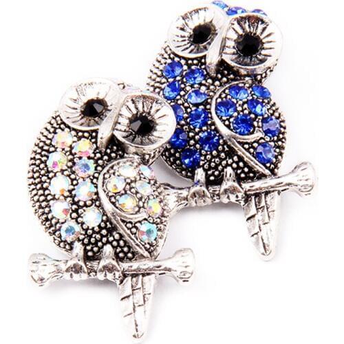 10PCS 18mm Metal Bird Snap Button Charm Rhinestone Ginger Button For Snap Fit DIY Snap Bracelets&Bangles Accessory MDB18-40-19