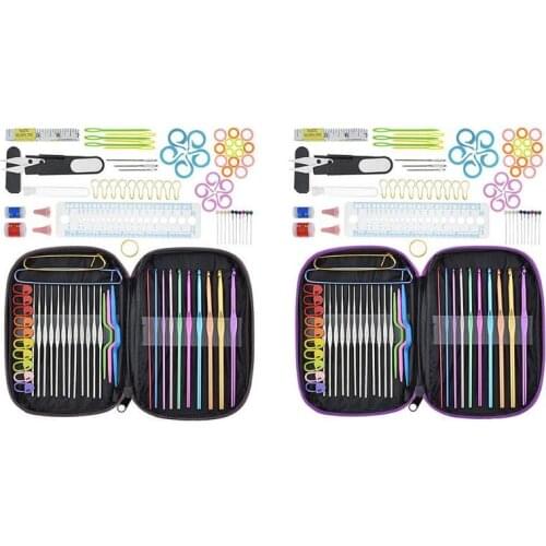 100pcs Aluminum Crochet Hook Sweater Knit Weave Craft Sewing Needle Set Kit