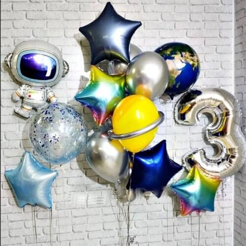 15pcs/set Spaceman 18inch Star Foil Balloon Set 32inch Number Balloon Kids Birthday Party Decor Metallic Globos Baby Shower Gift