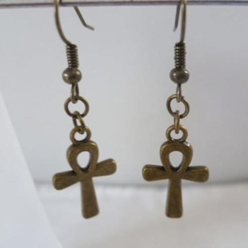 Ankh Earrings,Egyptian Ankh Earrings,Ankh Drop Earrings,Cross Earrings,Ancient Bronze Jewelry