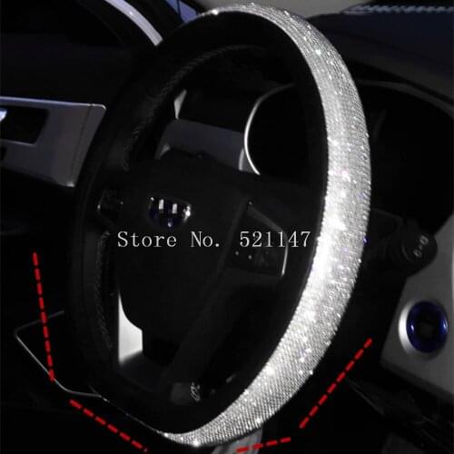 Car Accessories Women Girls Rhinestone Pu Leather Steering Wheel Covers For Tesla model x model s model 3 Y 2016 -2021