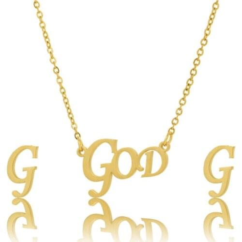God Pendant Necklace Stainless Steel Earings Gold Necklaces Choker Fashion Jewelry Sets for Women As DIY Gift Wholesale