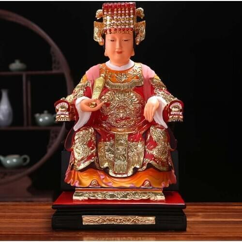 39CM Large Southeast Asia Home Hall Talisman Mascot Goddess of SEA Matsu MAZU Guanyin Buddha gilding color Sculpture statue