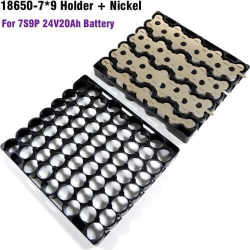 18650 7S9P battery holder and nickel 7*9 plastic holder 9P7S battery holder+Nickel strip For 18650 cell 7S 9P 24V 20Ah battery