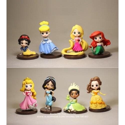 Disney Princess Mermaid Cinderella Snow White Cartoon 6-8cm 8pcs/set Action Figure Anime Mini Collection Figurine Toy model gift