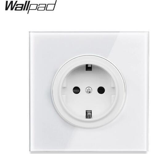 L6 Pure White Glass EU Electrica Wall Socket German Power Outlet Schuko with Children Protection