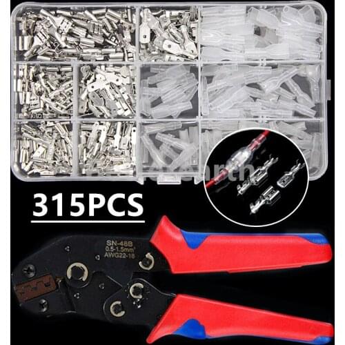 315PCS 2.8/4.8/6.3mm Crimp Terminals Insulated Seal Electrical Wire Connectors Crimp Terminal Connector Assortment Kit SN48B