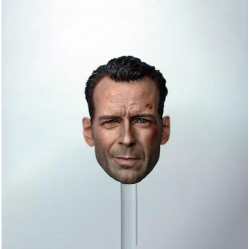 Collectible 1/6 Scale Male Figure Accessory Bruce Willis Head Sculpt Damaged Version John Mcclane Die Hard Model