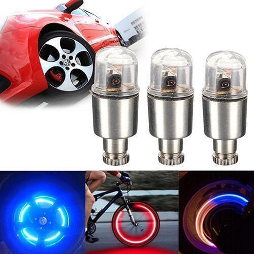2Pcs LED Bike Wheel Tire Dust Cap Bicycle Car Motor Wheel Tire Caps Wheel Lights Bulbs Cycling Flash Lights