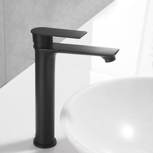 Waterfall Basin Faucet Single Handle Black Brass Faucet Hot and Cold Water Sink Faucet Mixer Taps Bathroom Faucet Lavatory Mixer