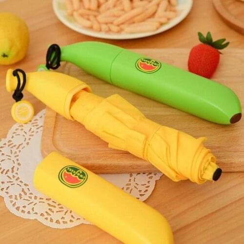 Creative cute childrens banana umbrella easy portable pencil folding clear umbrella 28*5cm