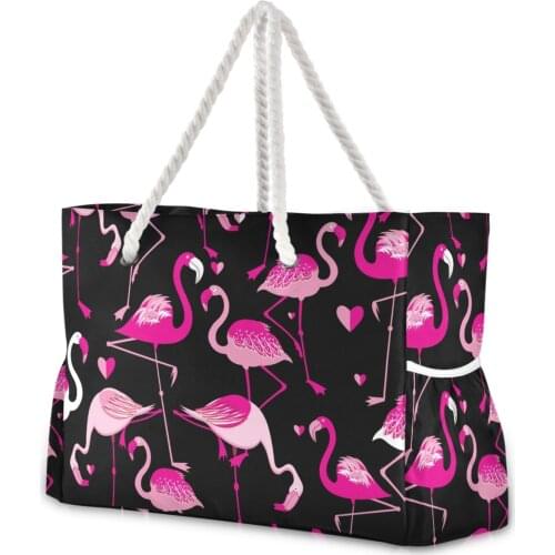 Fashion Women Handbag Summer Beach Bag Large Capacity Totes Women Flamingo Print Shoulder Bag Bohemia New 2021