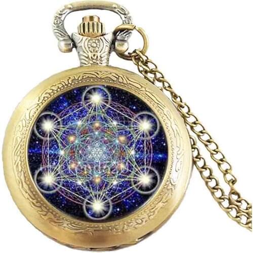 Geometry Photo Mens chain New Fashion brass Necklace Steel glass dome pocket watch steampunk Jewelry Gift