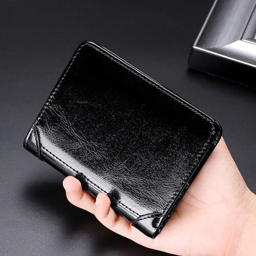 2021 Male Business Wallets 3 Fold RFID Anti Theft Cow Skin 100% Genuine Leather Wallet Men Vertical ID Card Holder Bag Purse