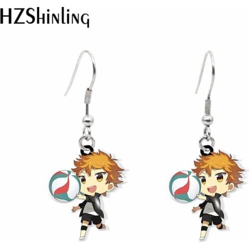 2020 New Haikyuu Volleyball Boys Dangle Earring Anime Roles Acrylic Hook Earring Epoxy Jewelry Handmade Earrings