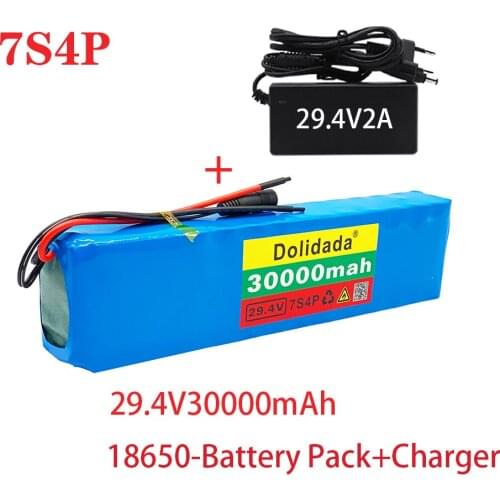 2021 new 7s4p 30000 MAH electric bicycle motor eBike scooter lithium ion battery pack 29.4V 18650 rechargeable battery + charger