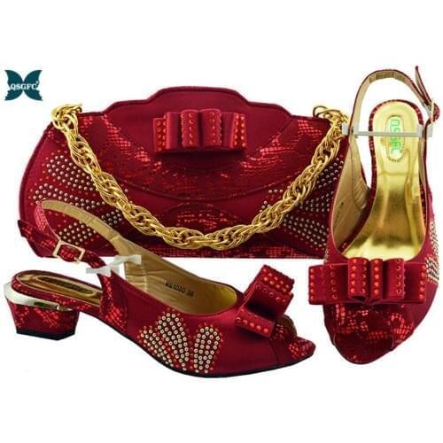 2020 New Arrival High Quality Red Color Ladies Shoes And Bag Set To Match Italian design Party Shoes With Matching Bags Set