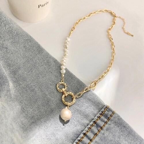 5 Strand Gold color electroplating simple personality freshwater pearl fashion jewelry Necklace Handmade jewelry Neckalce