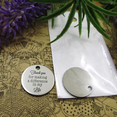 20pcs--"thank you for making a difference in my life"stainless steel charms more style for choosing DIY pendants for necklace