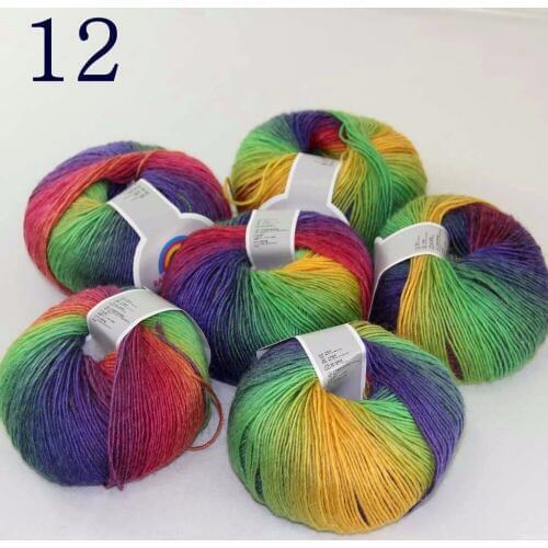 Sale Soft 6X50gr ballCashmere Wool Colorful Rainbow Wrap Shawl DIY Hand Knit Yarn Red Yellow Purple Green 524-12-6