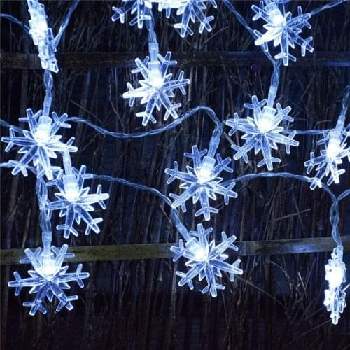 Christmas Garland Snowflake String Lights Decoration for Christmas New Year Halloween Wedding EU/US/UK Plug Snowflakes Festoon