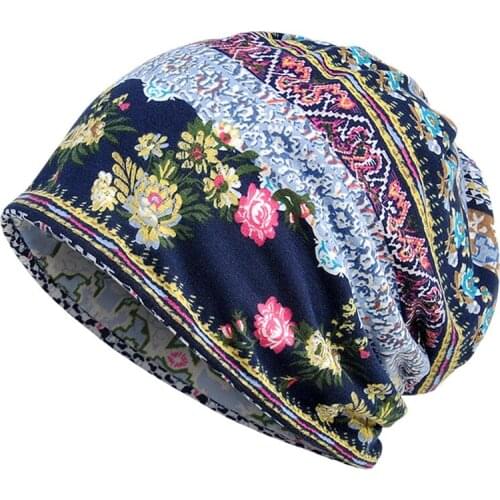 Unisex Print Hat Ruffle Cancer Hat Beanie Scarf Collar Turban Head Wrap Cap