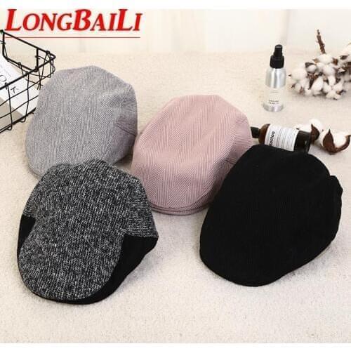 Wool Cotton Blends Lining Mens Beret Hat Newsboy Cap Women Duckbill Ivy Caps SHDB007