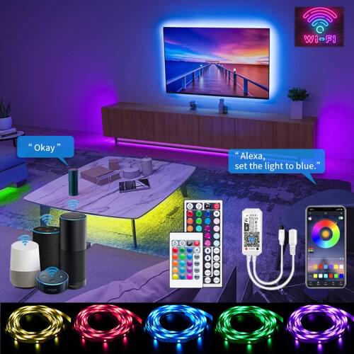 Wholesale SMD5050 WIFI LED Strip Light EU US Plug Tape Light AC110-240V Adapt WIFI LED Strip Lights Google Alexa Full Set