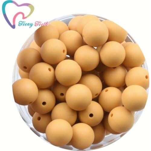 Teeny Teeth 100 PCS New Mango Color 9-15 MM Food Grade Silicone beads Baby Teething Beads for Necklace Teether Toys Accessories