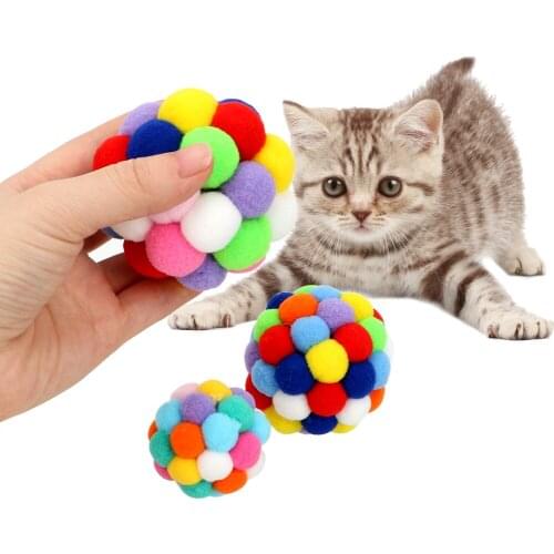 Cat Football Training Toys Pet Cat Toy Pet Cat Toys Sound Toys Plastic Plush Ball Color Random