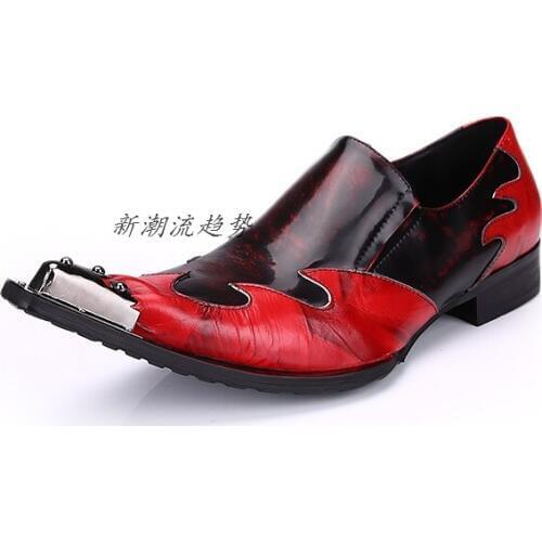 Fashion Handmade Spring Autumn Men Genuine Leather Metal Pointed Toe Casual Loafers Shoes For Wedding Office Dress Oxford Shoes