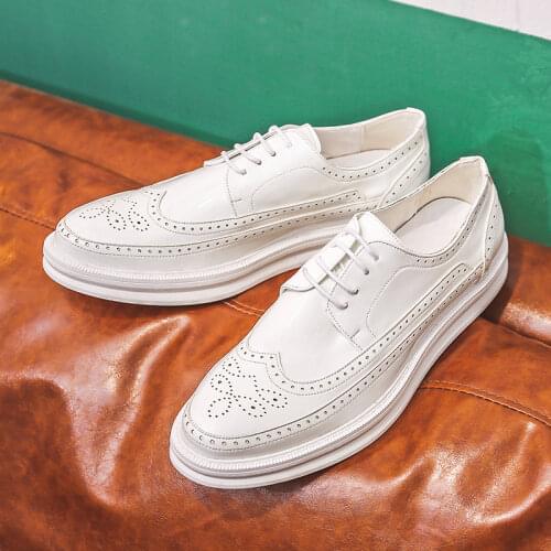 Oxford Shoes Fashion Brogue Men Leather Formal Dress Shoes Man Comfortable Office Party Footwear