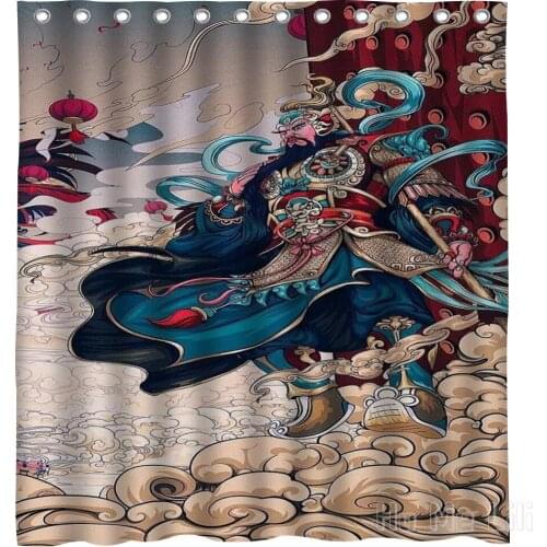 Guan Gong Design Waterproof Shower Curtain Bathroom Decor