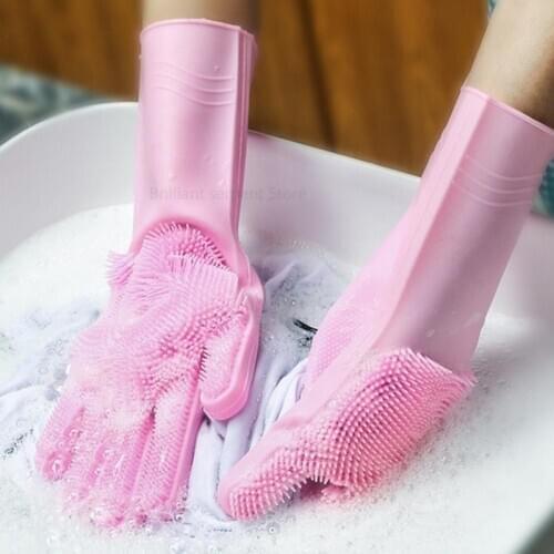 Magic Gloves Silicone Kitchen Gloves Silicone Cleaning Gloves Dish Washing Gloves for Household Rubber Dishwashing Gloves