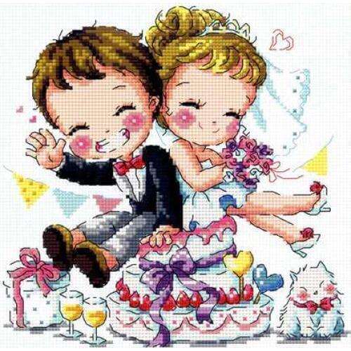 Gold Collection Lovely Counted Cross Stitch Kit The Wedding Cake Bride and Groom Happiness Love SO